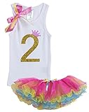 Bubblegum Divas Little Girls 2 nd Birthdayレインボーチュチュタンクトップセット