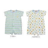 【SiShuNon/シシュノン】 ボーイズ半袖ロンパースボーイズ クマ ボーダー 半袖 ロンパース 70 7 ブルー