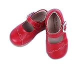 CHD ガールズシューズ　レザー　女の子靴　子供フォーマル靴 花　女の子 用 ドレス シューズ フォーマル 靴 発表会 結婚式 セレモニー 女の子 フォーマル 靴 (内寸12.5cm, レッド)