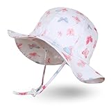 Ami&Li 赤ちゃん、子供の日よけ帽コットン広いつば太陽の帽子調節可能な UPF 50 -S: パステル蝶