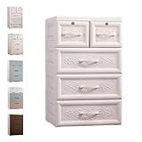Fkstyle リビング チェスト おしゃれ 4段 5段 収納 ボックス 鍵付き 衣類 衣装 ランドリー ケース タンス プラスチック [並行輸入品]