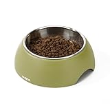 Petifam ECOバンブーボウル ペット用食器 フードボウル 2wayペットボウル セパレート 犬・猫用 すべり止め付き シンプルデザイン 小型犬～大型犬 (オリーブ, 350ml)