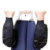 ゴム手袋 ロング 厚手 グローブ 黒 長め サンドブラスト メッキ 消毒 清掃 作業用 農業 林業 漁業 保護 ブラック 防水　耐摩耗 (手袋なし)