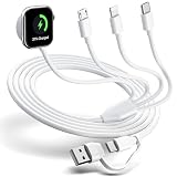 HanCenDa アップグレード Apple Watch 充電ケーブル 4イン2 iPhone Watch用充電ケーブル マルチUSB A/C充電ケーブル 磁気充電ケーブル iWatch Series 8/7/6/SE/5/4用 ホワイト