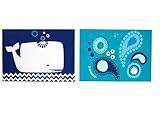 Happy Chic Baby Jonathan Adler Party Whale Canvas Wall Decor, Blue/White [並行輸入品]
