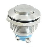 SODIAL(R)ステンレススチール モーメンタリプッシュボタンスイッチ 22ミリメートル フラッシュマウントSPST ON / OFF