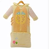 エルフ ベビー(Fairy Baby)ベビーカバーオール 新生児ロンパース カバーオール 前開け 秋冬 厚い 長袖取り外す 寝冷え防止 90cm 虫柄 イエロー