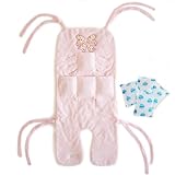 Sweet Mommy 【日本製】 ベビーカーシート 保冷ジェル&ポケット4つ付き パイル素材 バギーシート チャイルドシート 夏 冬 ホッカイロが入る ベビー おでかけ ／ピンク（チュール）／F