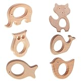 Lovoski 動物形状　可愛い　おしゃぶり　ティースリング　ウッド　つかみ鍛え　DIY　6個セット
