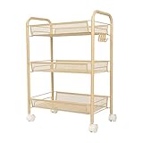 LaCyan キッチン収納 メッシュカート 小物収納 カート ローリングカート スチールラック 洗面台 カート 隙間収納 シンプル キャスターカート2色 (イエロー, 3段)