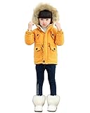 子ども 裏起毛　ダウンジャケット ダウンベスト ダウンコート 中綿コート 綿服　キッズ 防寒 冬　フード付き アウター 男の子 女の子　冬 ボーイズ　ガールズ　(イエロー) 110/120/130/1