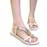 レディースサンダルボヘミアンカジュアル (23.5cm, ベージュ) [並行輸入品]