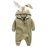 baby-mine（ベイビーマイン) うさぎ耳＆やわらか綿布のロンパース♡肌触りや通気性◎ 60~80cm おひるねアート 撮影 (66, カーキ)