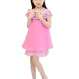 Ruideng 女の子の夏の新しいドレスプリンセスドレスノースリーブシフォンパーティードレスワンピースのスカートのドレスの公演発表会 結婚式 入園式 演奏会 (140cm, マゼンタ)