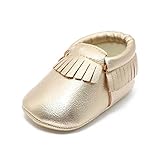 Tonsee ベビー シューズ 可愛い タッセル ファーストシューズ 柔らかソール レザーシューズ 幼児の靴 (11cm, ゴールド)