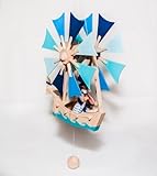 Wupper Airlines Wooden Hanging Mobile (Blue windwheel boat) by Wupper Airlines