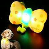 [LaRoo] 犬猫用 犬 散歩 ライト【LED増量 Type-C充電式】夜間 散歩用 犬の安全のために 首輪ライト 防水 超軽量12g、小型犬にも負担なし カラフルライト超小型犬～中型犬専用ペット用品（イエロー）