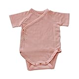 yuga☆ストライプ前あきボディ半袖 オレンジ 80cm オーガニックコットン100% ベビー 服 男の子 女の子 兼用 出産祝い ロンパース プレゼント 綿100%
