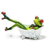 Glazed Frog in Bathtub Figurine
