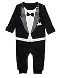 ange select タキシード 赤ちゃん ベビー ロンパース スーツ 蝶ネクタイ カバーオール 結婚式 記念撮影 出産祝い プレゼント (黒90cm)