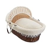 Clair de Lune Honeycomb Dark Wicker Moses Basket (Cream) by Clair de Lune