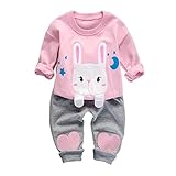 Ochine 子供服 上下2点 シャツ＋ロングパンツ うさぎプリント 綿製品 キッズ ベビー服 女の子 男の子 秋冬 長ズボン 赤ちゃん 春秋着 出産祝い プレゼント 80 90 100 110