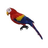 Baosity オウム 人工羽毛 鳥の置物 生き生き 動物モデル 庭の装飾 手作り ガーデン 芝生 オーナメント 全7色 - レッドC