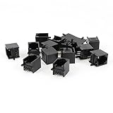 uxcell　ネットワークモジュラーPCBジャック　PCBジャックソケットコネクタ　15個入り　ブラック　プラスチック　電子部品　RJ126P6C