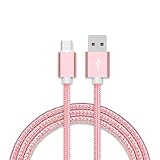 USB Type C ケーブル【長さ1m】急速充電 USB-A to USB-C ケーブル ナイロン編み 高速データ転送 タイプc 充電ケーブル iPhone16 iPhone15 Pro Max Plus Xperia Galaxy AQUOS Pixel Arrows Huawei Macbook Pro その他Type-C全機種対応（1m, ローズゴールド）