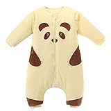 赤ちゃん　寝袋　冬　happy dream 子供 寝袋 綿 赤ちゃん ピヤマ 長袖 コットン パンダ ユニセックス春秋冬 赤ちゃん寝袋 カラフル　ベビー　プレゼント （L：95cm（2-4歳）、イエロ