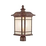 Transglobe Lighting 5824 RT Post Head with Tea Stain Linen Shade, Rust Finished by Trans Globe Light