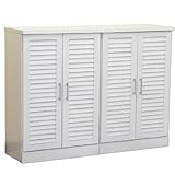 タンスのゲン 下駄箱 シューズボックス 白 幅60cm 2個セット ルーバータイプ タイガー ホワイト 68110010 WH