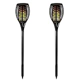 ICOCO ソーラーライト 96LED 50000時間の寿命 IP65防水デザイン ソーラー充電 2200mAh電池内蔵 夜間自動点灯 配線不要 使いやすい 幻想的 リアルな炎 アウトドアライト 庭 