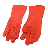 uxcell　手袋 レッド　防水　台所　皿洗浄　ラテックスラバー　長い手袋ペア