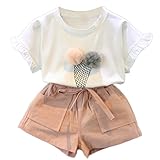 MyMei 子供服 ベビー服 Ｔシャツ ショートパンツ 上下２点セット ガールズウェア 通学 お出かけ カジュアル 夏ウェア 柔軟性 通気性 (100)