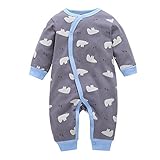 DWSIOOW　ベビー服　ロンパース　可愛いプリント　カバーオール　着ぐるみ　変身　長袖　斜め襟　前全開　スナップボタン付き　ジュニア　シンプル　女の子　男の子　出産祝い　プレゼント (シロクマ, 3