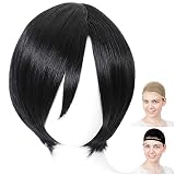 [CaseEden] コスプレ ウィッグ フルウィッグ 耐熱 ショートボブ ショート ブラック 黒色 黒髪 WIG6062