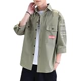 [foveitaa] 夏服 メンズ 七分袖 シャツ リネンシャツ メンズ 快適な 軽い 柔らかい かっこいい 大きいサイズ カットソー ゆったり おしゃれ カジュアル トップス 人気 春夏 1908DouLv 3XL