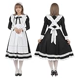[monoii] メイド服 コスプレ ロング ハロウィン メイド 仮装 長袖 クラシカルメイド 衣装 ロングスカート コスチュームセット 大きいサイ