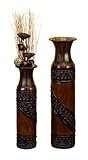 Deco 79 Metal Vase, Rust Free, 32-Inch, Set of 2, Earth Brown by Deco 79