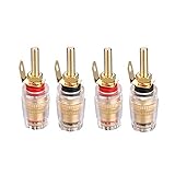 EIGHTNOO 金メッキ バインディングポスト スピーカー ターミナル 4mmバナナプラグ用 (4個セット)