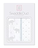 SwaddleDesigns （スワドルデザインズ） :: スワドルデュオ 究極のおくるみ ブランケット 毛布 2枚セット SD-461 :: SwaddleDuo Elephant & Chicki