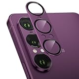 カメラカバー Sony Xperia 1 VII用 カメラフィルム アルミ合金製 9H強化ガラス 傷防止 xperia1 vii用カメラ保護 耐衝撃 レンズカバー 高透過率 黒縁取り 露出オーバー防止 カメラレンズプロテクター（ SO-51F / SOG15 専用）パープル