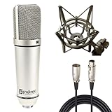 Fujirec フジレック コンデンサーマイク 単一指向性 マイクスタンド レコーディング スタンド ウィンドスクリーン ケーブル ショックマウント 実況 カラオケ 生放送 ナレーション XLR 有線 (MICU87)