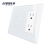LIVOLO ホワイトウォールアタッチメント、2Gangスイッチ+ 3Gangスイッチ+ USソケット（15A）米国標準の垂直VL-C50203C2US-11