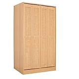 【JAJAN】ルーバー折れ戸ワードローブ【コーディ】幅120cm　ナチュラル（高さ200cm奥行き59cm）〔ハンガーラック・クローゼット〕