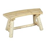 ホワイト／ガーデンベンチ ベンチ カーブベンチ シンプル おしゃれ 可愛い ナチュラル 木製 木 ウッド 無塗装 抗菌作用 天然杉 天然杉丸太 ガーデン