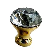 HangRui 水晶引き出しハンドル　ドア取っ手　ドアつまみ　ダイヤモンド形　かわいい　インテリア 　透明　ネジ付き　30MM　8個組 (ゴールド)