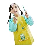 エプロン 絵画スモック 女の子 絵画用エプロン 男の子 キッズ 子供用 防水 長袖 防水 防汚 かわいい 食事用 お絵かき用 泥遊び用 調理実習 服が汚れない ベビー ポケット付き (L(115~13