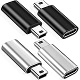 Xiatiaosann ミニUSB 2.0からUSB Cアダプタ、USBタイプCメスからミニUSBオス変換コネクタサポートチャージ＆転送データ、GoPro、MP3、ダッシュカム用ミニUSBアダプタ（4パック、ブラック＆シルバー）
